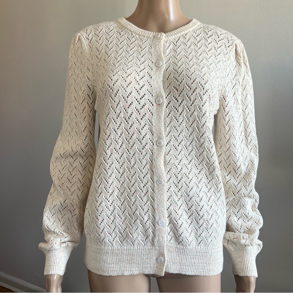 CAROLL PARIS Button Front Cotton Knit Cardigan Size M